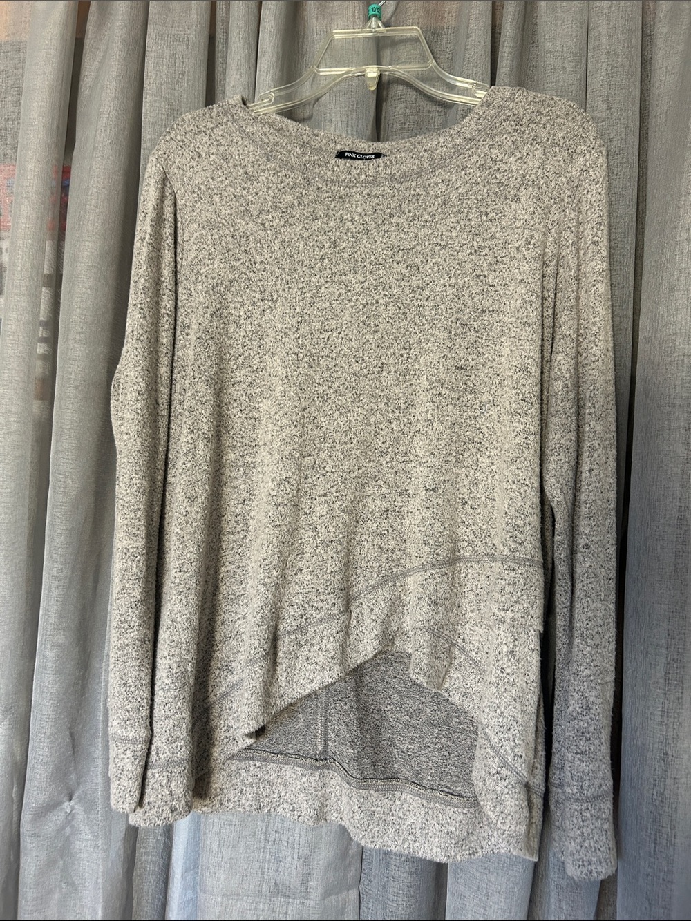 Pink Clover Heathered Gray Scoopneck Pullover